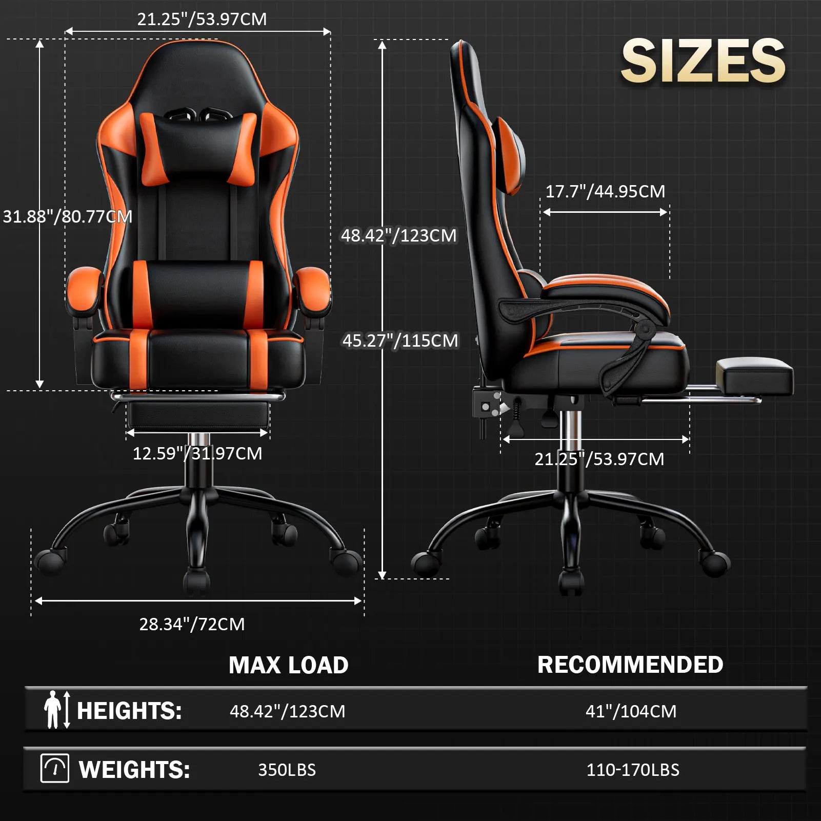 Reclining Gaming Chair with Footrest – PU Leather Ergonomic Gamer Chair